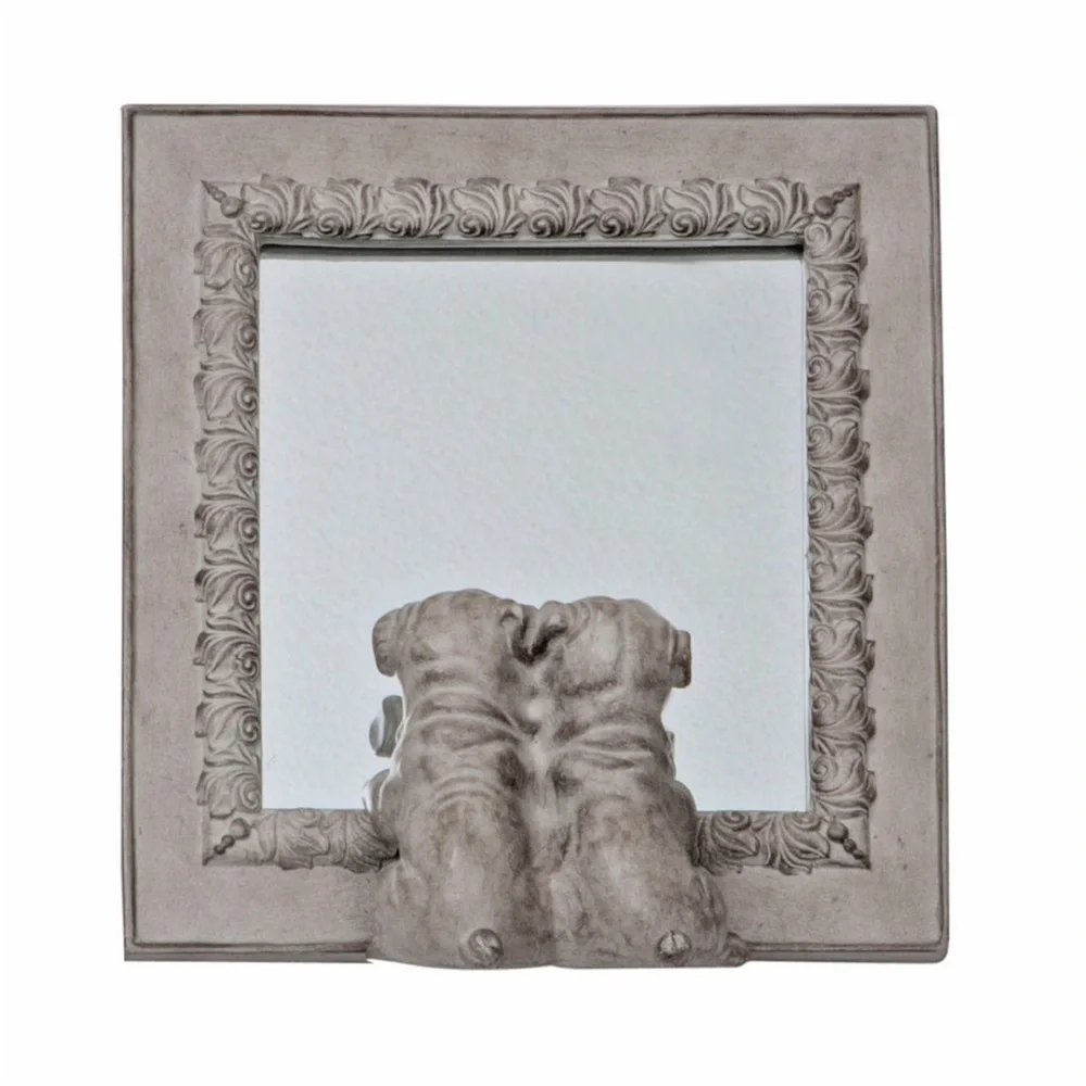 Decorative Gray Dog-Themed Mirror